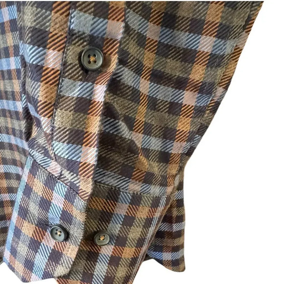Bullock & Jones Button down L small plaid velvet accent 100% Cotton - Picture 3 of 10